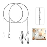 ピクチャーレール ワイヤー フック セット 自在金具付 2本セット ステンレス ワイヤーロープ 落下防止ワイヤー 吊り下げ 展示 DIY 絵画・額縁・壁掛けなど用 地震対策 (直径1.5mm--長さ1.0m--2本セット)