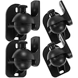 OUNONA 壁掛けスピーカーブラケット 取り付けブラケット スピーカー マウント 台座 壁掛け金具ブラック 4個セット 黒 回転可能 多角度調整可能 ネジ付き 小型 スタンド