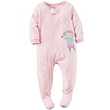 カーターズ ロンパース carter's 女の子用ベビーピンクドットスケーターおさるちゃんフリース足つきカバーオール (2t(88-93cm)) [並行輸入品]