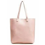 【全8色】 肩掛け可能なハンドル長めデザイン超シンプルトートバッグ／ピンク