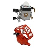 Perfk レッド　セット　作業　STIHL FS38 FS45 FS46 FS55 FC55 HL45 KM55に適する　リコイルスターター　キャブレター