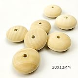 Mamimami Home 噛がため　ウッドアバカスビーズ 30x13MM ナチュラル　木製　算盤ビーズ　歯固め　おしゃぶりチェーン 授乳用 看護玩具 DIY アクセサリー 50個「FDA認可済」「 