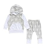 Cutelove 男の子　幼児　新生児　キッズ　子供　ベビー服　帽子付きの長袖Tシャツ＆ズボン　矢印柄　プリント　秋　二点セット　普段着　カジュアル　100％綿　通気性
