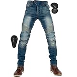 [RENHE] ライディングパンツ メンズ バイク用パンツ プロテクター付き ライダースパンツ 春夏秋 バイクズボン スリム バイクジーンズ ツーリングパンツ ストレッチ素材 ブルーA Mサイズ