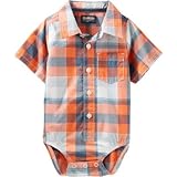 OSHKOSH(オシュコシュ) プラッドボタンフロントボディスーツ プラッド ロンパース半袖 12ヶ月【並行輸入】