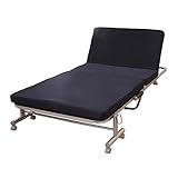 《ワンタッチ式で14段階のリクライニング》ファミリー・ライフ 折りたたみリクライニングベッド極厚高反発マットレス (シングル, ネイビー)