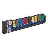 Sealey multi-colouredソケットセット10pc 1 / 2 " Sqドライブ6pt WallDriveメトリック