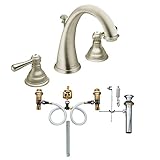 Moen T6125BN-9000 Kingsley Two-Handle High Arc Bathroom Faucet with Valve, Brushed Nickel [並行輸入品]