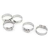 uxcell　ホースクランプ　ウォームギア　配管　ステンレス鋼　調節可能　21-38mm　パワーシールバンド　5個入り