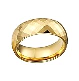 メンズウェディングバンドステンレススチールゴールドシンプルBling Prismatic 8 MM by Aienid