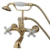 Kingston Brass CC559T2 Vintage Leg Tub Filler with Hand Shower and Straight Arm, Polished Brass [並行輸