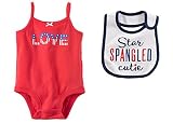 Carter 's 4th of July baby girl 'sレッドボディスーツwith Patrioticよだれかけセット