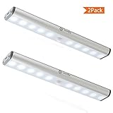 2 Pack Geekeep Rechargeable Motion Sensor LED Night Light Bar With Magnetic Strip, Cordless Wall Lig