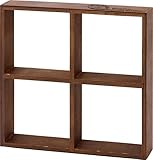 不二貿易 木製ディスプレイBOX 4マス ブラウン 31804