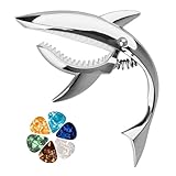 ESJNNK カポタスト サメ形 ギター カポ ワンタッチ 合金 ギターカポタスト アコースティック/エレキギター/ウクレレ用 ピック6枚付き 耐久性 (シルバー)