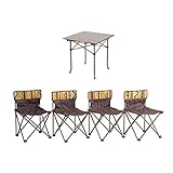 ブラウン／【ガーデン5点セット】 ガーデンテーブル ガーデンチェア テーブル 机 椅子 チェア いす ガーデンファニチャー 5点セット セット 折りたたみ BBQ 軽量 組み立て ファブリック シンプル スチール メッシュ ブラウン Des