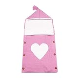 ベビー おくるみ　新生児　寝袋　フード付き　ブランケット　赤ちゃん　タオルケット　ハートプリント　可愛い　ソフト　通気性 (ピンク)