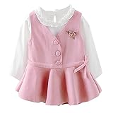 YY-Natuhi ベビー服 子供服 女の子 ワンピース シャツ トップス 二点セット キッズ服 サロペット スカート ブラウス 長袖 新生児 かわいい ボディースーツ 入園式 結婚式 (100cm（