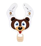 Sweet BEAR & BARREL cotton BIB with a TEETHER from maple tree handmade natural ecological Perfect fo