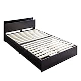 ネルコンシェルジュ zesto ゼスト 棚 USBコンセント 引き出し付きベッド ベッドフレーム クイーンサイズ ブラック