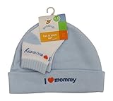 I Love Mommy男の子新生児ベビー帽子と靴下セットブルー