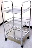 【PW-5300】【幅４０奥行３２高さ７５cm】 キッチン リビングルーム 洗面所 寝室 と用途にあわせてご使用頂けるあったら便利な 収納棚 キャスター付 ★ ３段 メタルワゴン ★ ♪ スチール製 クロムメッキ 仕様 なので 耐久性抜群　