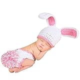 AmazingDeal ベビー 撮影服 記念写真 赤ちゃん 年賀状 可愛い 寝相アート ニット帽子セット 新生児 出産祝い ウサギ