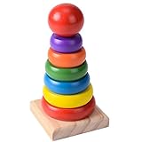 myedoベビー木製ビルディングブロックタワーおもちゃカラフルな子供教育玩具