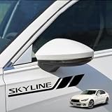 新型【スカイライン】用 SKYLINE 車 ステッカー デカール サイド ドレスアップ フェンダーステッカー スカイライン V37系 V36系 などの車種に適用 反射 耐熱 防水ステッカー 左右1枚ずつ 多位置貼付可能 （SKYLINE ，ブラック）