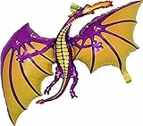 36 Inch Purple Dragon Shaped Foil Balloon - Air or Helium by GRABO