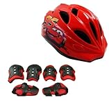 Tofei 子供用ヘルメット 自転車　スケートボード 　スキー 超軽量 衝撃吸収　頭囲：50-57cm　七点セット　パーム、肘、膝サポーター付き (レッド)