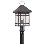Sea Gull Lighting 82007-71 1-light Largo Post Lantern, Aged Oxidized Bronze Finish-Clear Seeded Glas