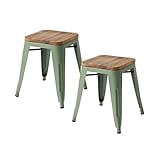 タンスのゲン スツール 2脚セット カーキ 完成品 スタッキング可能 ブルックリンスタイル アイアン 天然木 チェア 47600003 KH