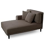 LOWYA （ロウヤ） ソファ カウチソファ 片アーム 男性 余裕 ワイド座面 ファブリック 天然木脚 右アーム 1人掛け グレー おしゃれ