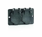 Leviton 3056-eカバープレート、single-gang、flip-lid、二重、耐候性、ブラック