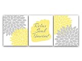 リラックスSoak Unwind、イエロー&グレーバスルーム用装飾、海洋テーマバスルームアートPrints – bath31 16"x20" Unframed Photo Paper Posters 