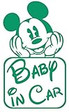 ベイビー イン カー ステッカーbaby in car ミッキー /車用/シール/ Vinyl//ステッカー/mk02 (緑)