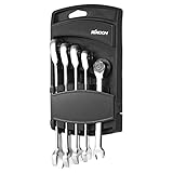 KKmoon 5本組 コンビネーションレンチ 8/10/12/13 / 14mm ダブルエンド ラチェットスパナ オープンエンド DIY工具セット 自動車修理 ハードウェアツール 固定ヘッド ハンガー