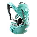 (crosmall) 抱っこひも ヒップシートキャリア 12way ベビーキャリア　通気性がよい 装着簡単 新生児から使用可能 出産祝い (グリーン)