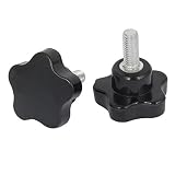 40mm Star Head M8x20mm Male Thread Screw on Clamping Knob Black 2pcs [並行輸入品]