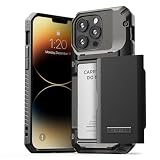 VRS DESIGN Damda Glide Pro iPhone 14 Pro Max用 丈夫なセミオートウォレット [カード4枚] ケース iPhone 14 Pro Max用ケース (2022) グルーブメタルブラック。 911348