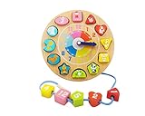 YUNT 子供の木製クロックデジタルとアニメーションオプションの木製知育玩具