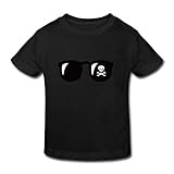 星 ２～６歳子供 男女兼用メガネ 髑髏 かっこいい 怖い Tシャツ ブラック 5-6 Toddler
