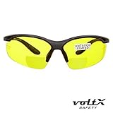 voltX[コンストラクター] 遠近両用（二重焦点）保護めがね 欧州規格CE EN166F適合／サイクリング用スポーツめがね （イエロー +1.0D） 安全ストラップ付き
