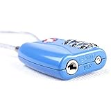 TinkskyポータブルTSA承認セキュリティケーブル荷物ロック3桁の組み合わせパスワードロック南京錠(ブルー)