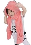 (ビグッド)Bigood 赤ちゃん 子供 帽子＋マフラー＋手袋セット キャップ 帽子 男の子 女の子 可愛いぬいぐるみキャップ 秋冬 あったかな ベビー用 ボールボール付 キッズ ピンク