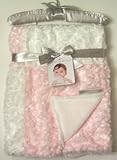 Blankets & Beyond Rosette Baby Blanket, Pink and White by Blankets and Beyond