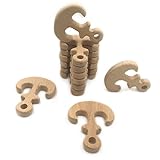 Kissteether 10pcs 手作り木製オーガニックセーフベビーテイカーアンカーペンダントオーガニックナチュラルブナ木製玩具ハンドカット動物DIYベビーテザー看護アクセサリー (10pcs)