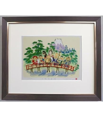Amazon.co.jp: 吉岡浩太郎ミニ版画 開運絵画・七福神・招き猫 七福