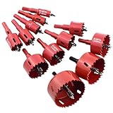 マキタ互換品 ホールソー 12本セット Φ 穴径 18㎜ 20㎜ 24㎜ 28㎜ 30㎜ 35㎜ 38㎜ 45㎜ 50㎜ 55㎜ 65㎜ 75 mm サイズ バイメタル製 HSS素材 薄刃設計 アルミ 鉄板 木材 塩ビ板 プラスチック 石膏ボード 対応 バネ付き スプリングセンタードリル付き お手入れ簡単 チャック径 軸径 10mm 電動ドリル ドリルドライバー